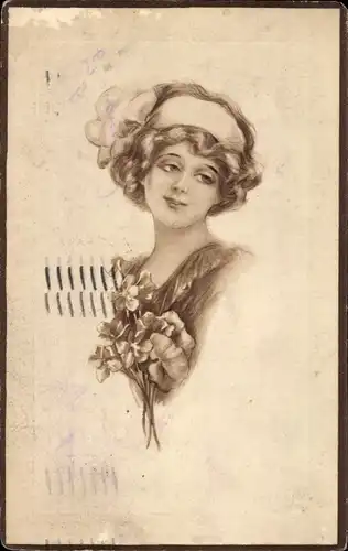 Künstler Ak Portrait einer jungen Frau