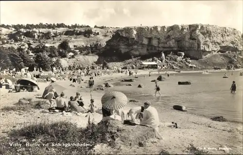 Ak Visby Wisby Schweden, Strandpartie