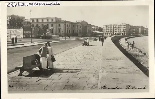 Ak Alexandria Ägypten, Corniche, Uferpromenade