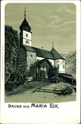 Litho Siegsdorf in Oberbayern, Kloster Maria Eck