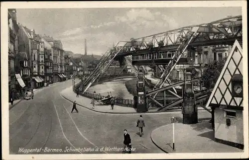 Ak Barmen Wuppertal, Schwebebahn, Wertherbrücke