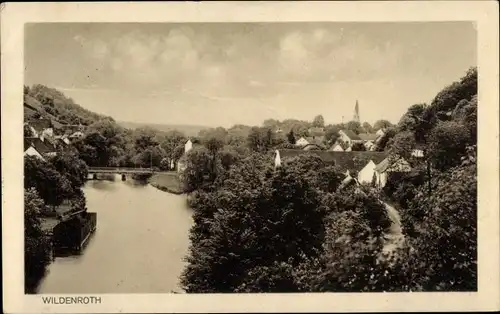 Ak Wildenroth Grafrath Oberbayern, Ortsansicht, Brücke, Kirche