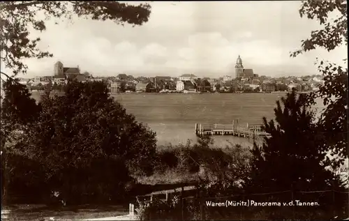 Ak Waren an der Müritz, Blick von den Tannen, Panorama