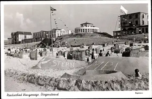 Ak Nordseebad Wangerooge in Ostfriesland, Strand, Burgenstrand, Sandburgen