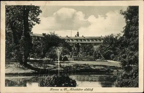 Ak Hanau am Main, Altstädter Schloss, Fontäne