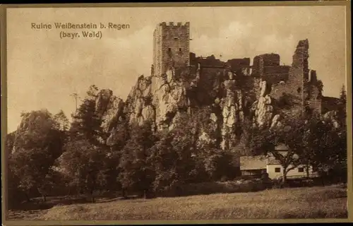 Ak Weißenstein Regen im Bayerischen Wald, Ruine Weißenstein