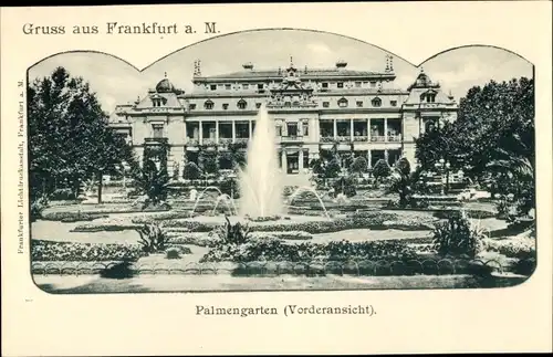 Ak Frankfurt am Main, Palmengarten Vorderansicht, Fontäne