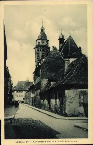 Ak Landau in der Pfalz, Kirchstraße, Altstadt, Kirche