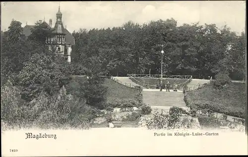 Ak Magdeburg an der Elbe, Königin-Luise-Garten, Treppen