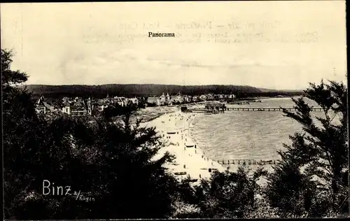 Foto Ak Seebad Binz auf Rügen, Panorama, Strand