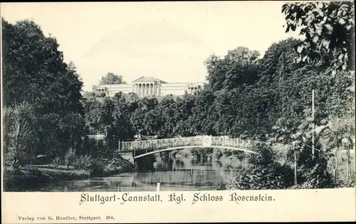 Ak Bad Cannstatt Stuttgart in Württemberg, Schloss Rosenstein, Brücke