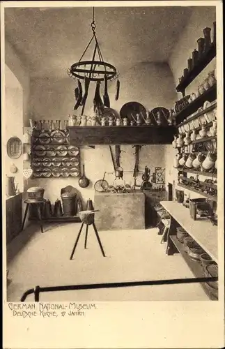 Ak Nürnberg in Mittelfranken, Germanisches Nationalmuseum, Deutsche Küche, 17. Jahrh.