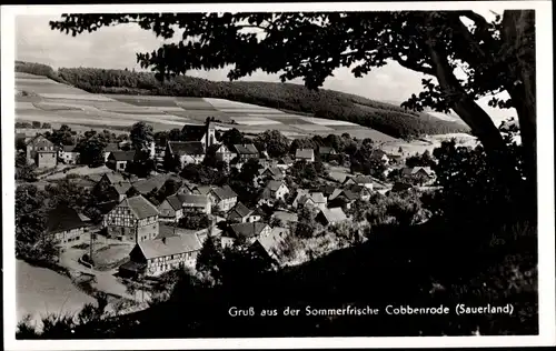 Ak Cobbenrode Eslohe Sauerland, Ortsansicht, Fachwerkhäuser, Kirche