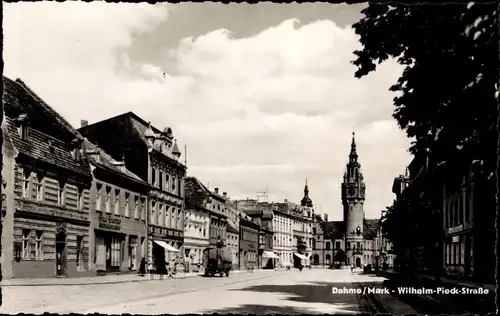 Ak Dahme in der Mark, Wilhelm-Pieck-Straße, Geschäfte, Turm