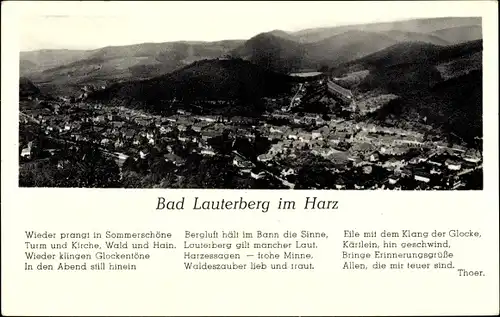 Ak Bad Lauterberg im Harz, Gedicht von Thoer, Panorama