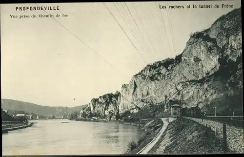 Ak Lustin Profondeville Wallonien Namur, Die Felsen und der Frêne-Tunnel