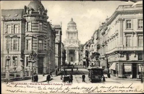 Ak Brüssel Brüssel, Rue de la Regence und Palais de Justice