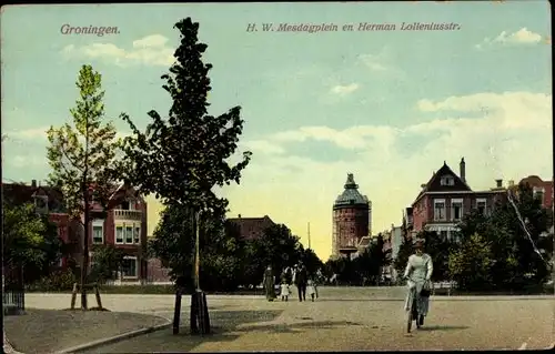 Ak Groningen Niederlande, HW Mesdagplein und Herman Lolleniusstr.