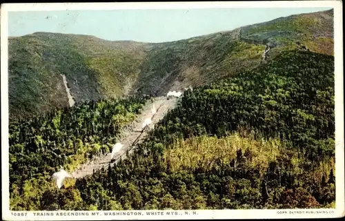 Ak White Mountains New Hampshire USA, Züge auf dem Mt. Washington