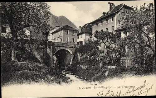 Ak Saint Gingolph Kanton Wallis Schweiz, La Frontière