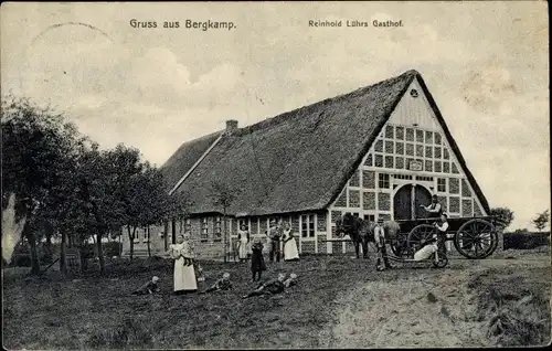 Ak Bergkamp Cadenberge Niedersachsen, Gasthof Reinhold Lührs, Fuhrwerk