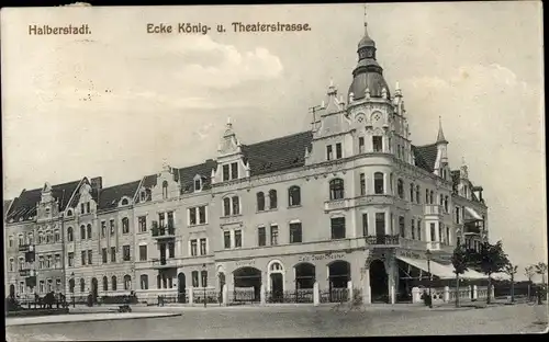 Ak Halberstadt am Harz, Königstraße Ecke Theaterstraße, Cafe Stadt-Theater