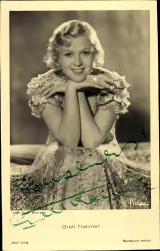 Ak Schauspielerin Gretl Theimer, Portrait, Ross Verlag 7441 1, Autogramm