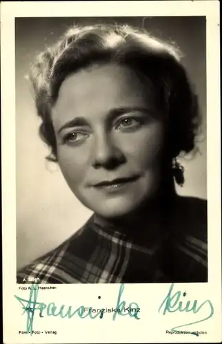 Ak Schauspielerin Franziska Kinz, Portrait, Film Foto Verlag A 3894 1, Autogramm