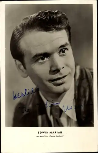 Ak Schauspieler Edwin Marian, Portrait, Defa Film, Carola Lamberti, Autogramm