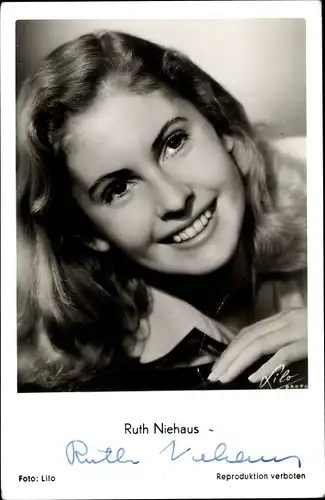 Ak Schauspielerin Ruth Niehaus, Portrait, Autogramm