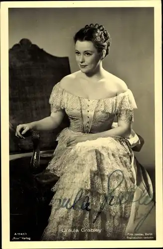 Ak Schauspielerin Ursula Grabley, Portrait, Autogramm