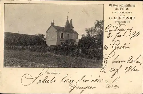 Ak Deux Sèvres, Château Distillerie de Fors, Conciergerie, vue extérieure