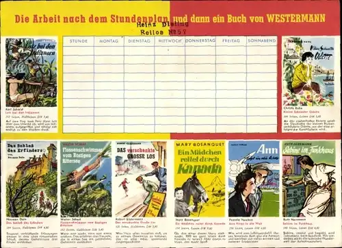 Stundenplan Jugendbuch Verlag Westermann, Bücherübersicht Neuerscheinungen 60er J.