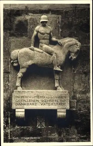 Ak Ansbach in Mittelfranken Bayern, Kriegerdenkmal
