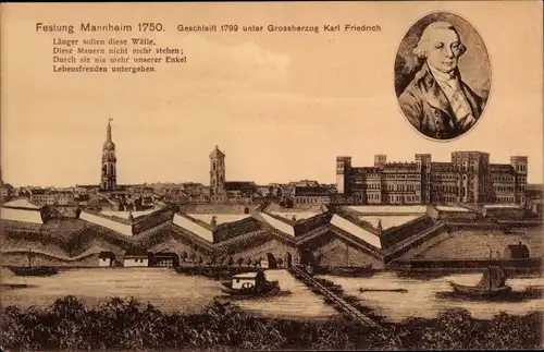 Ak Mannheim, Festung im Jahre 1750, Großherzog Karl Friedrich