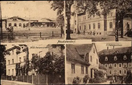 Ak Neudietendorf Thüringen, Bahnhof, Post, Mädchenpensionat, Schwesternhaus