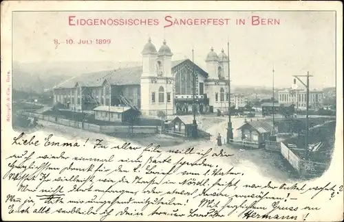 Ak Bern Stadt Schweiz, Eidgenössisches Sängerfest 1899, Festhalle