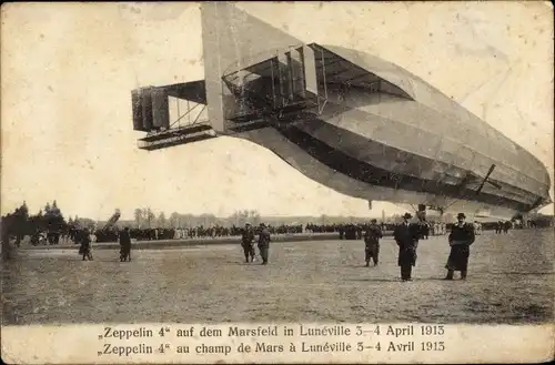 Ak Luneville Lothringen Meurthe et Moselle, Zeppelin 4 auf dem Marsfeld 1913