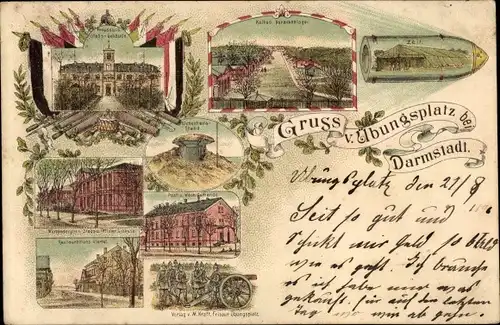 Litho Darmstadt in Hessen, Truppenübungsplatz, Zelt, Artillerie