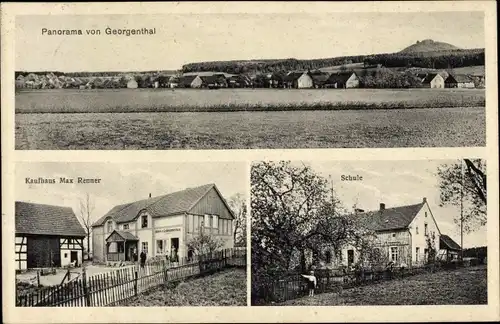 Ak Jurków Georgenthal Niederschlesien, Kaufhaus, Schule, Panorama