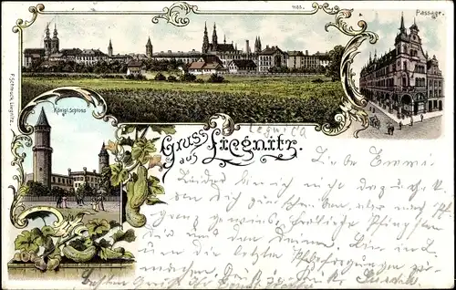 Litho Legnica Liegnitz Schlesien, Passage, Schloss, Panorama