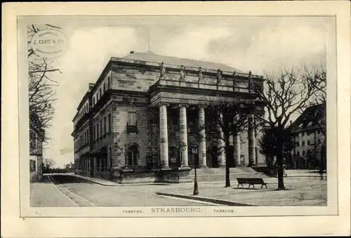 Ak Strasbourg Straßburg Elsass Bas Rhin, Theater, Reklame, Strassburger Conserven-Fabrik J. Clot