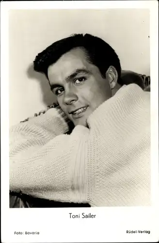 Ak Skirennläufer und Schauspieler Toni Sailer, Portrait, Rüdel Verlag