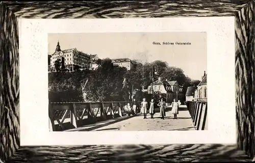 Passepartout Ak Gera in Thüringen, Schloss Osterstein, Untermhäuser Brücke