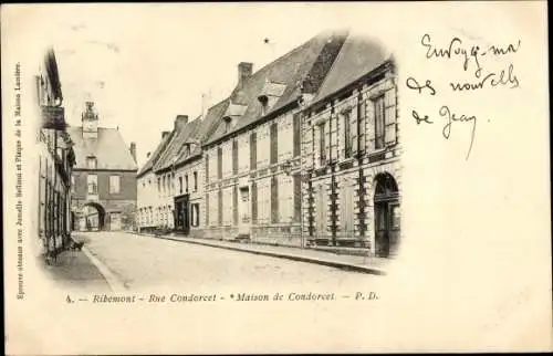 Ak Ribemont Aisne, Rue Concorcet, Haus Condorcet