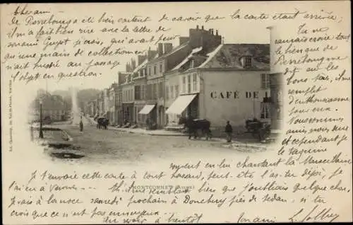 Ak Montcornet Aisne, Straßenpartie, Café