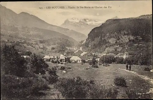Ak Les Houches Haute Savoie, Ste-Marie-Viadukt, Chaine des Fiz