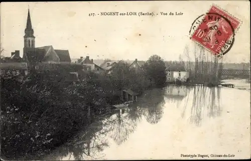 Ak Nogent sur Loir Sarthe, Blick auf den Loir