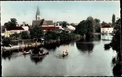 Ak Nogent sur Loir Sarthe, Blick von der Brücke aus