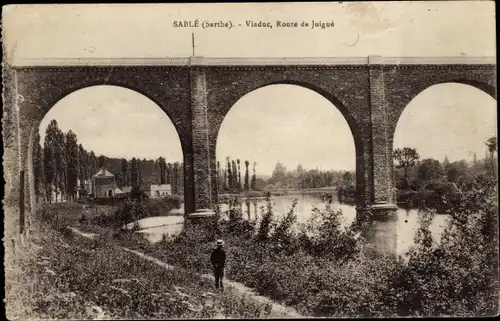 Ak Sablé sur Sarthe, Viadukt, Route de Juigue